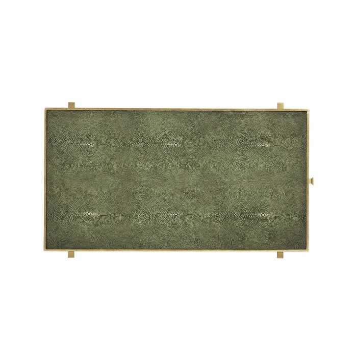 Green Faux Shagreen Gilded Side Table