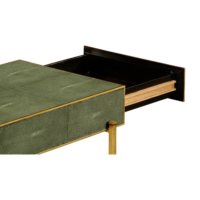 Green Faux Shagreen Gilded Side Table