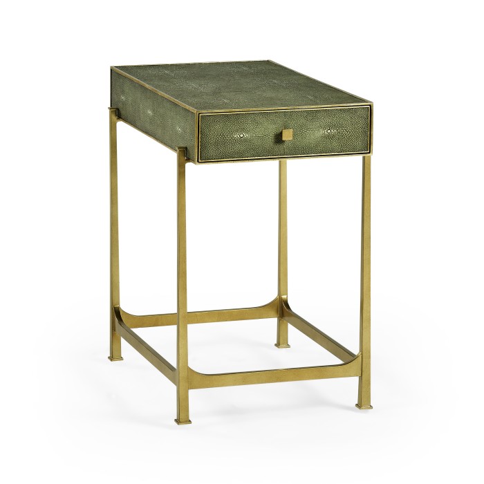 Green Faux Shagreen Gilded Side Table