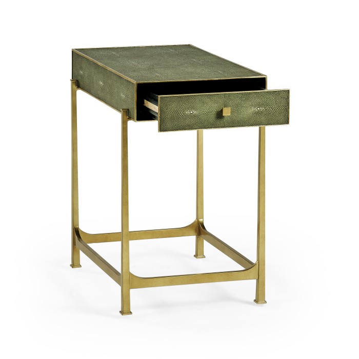 Green Faux Shagreen Gilded Side Table
