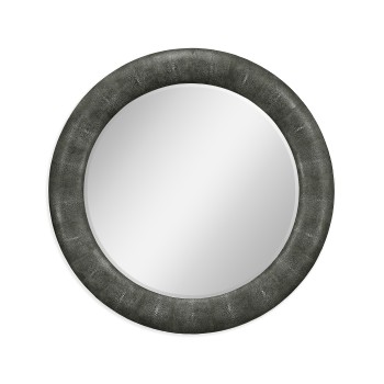 Anthracite Faux Shagreen Circular Mirror