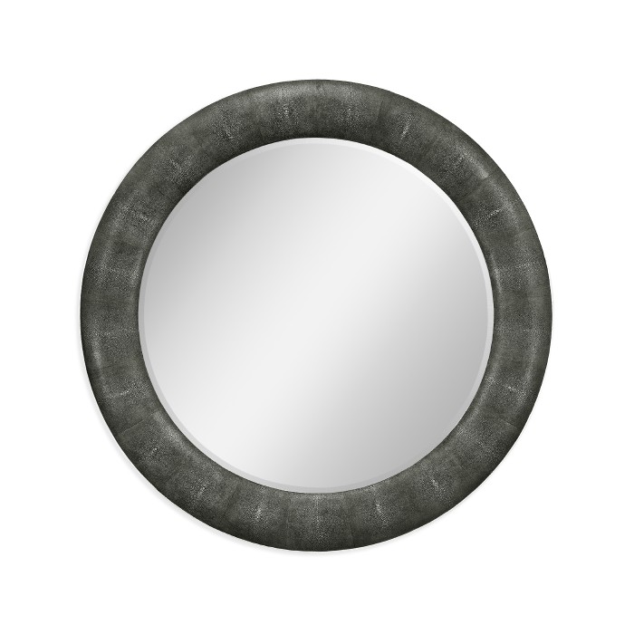 Anthracite Faux Shagreen Circular Mirror