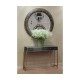Anthracite Faux Shagreen Circular Mirror
