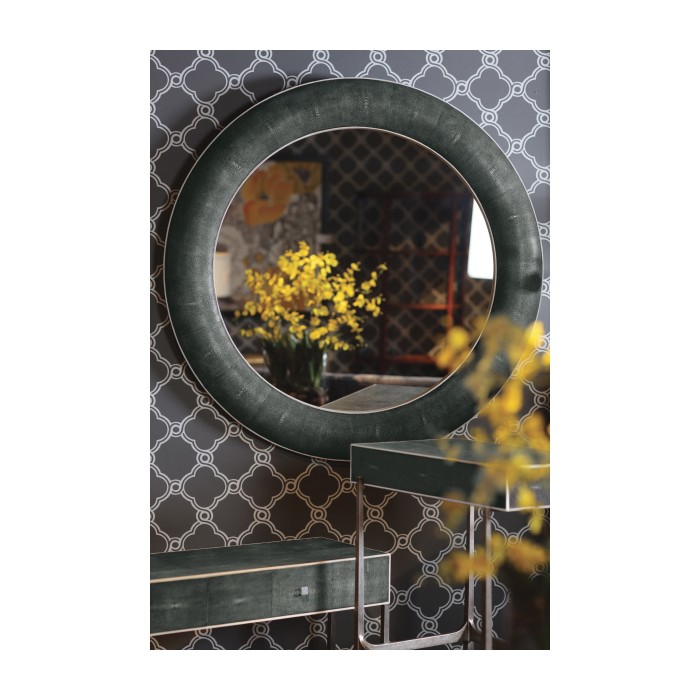 Cream Faux Shagreen Circular Mirror