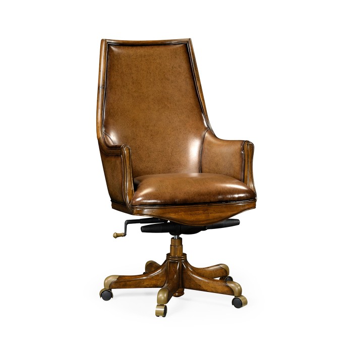Edwardian High Backed Walnut Office Chair