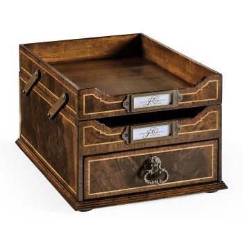 Victorian Style Walnut Letter Tray with Drawer