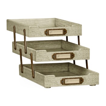 Grey Oak Triple Letter Tray