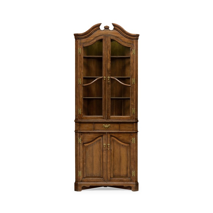 Walnut queen Anne style corner cabinet