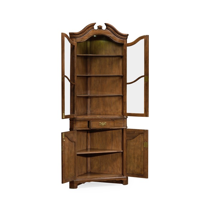 Walnut queen Anne style corner cabinet