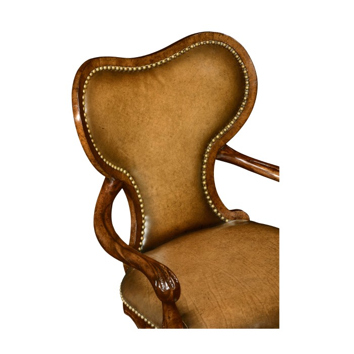 Double Lobed Shaped Mahogany Office Chair