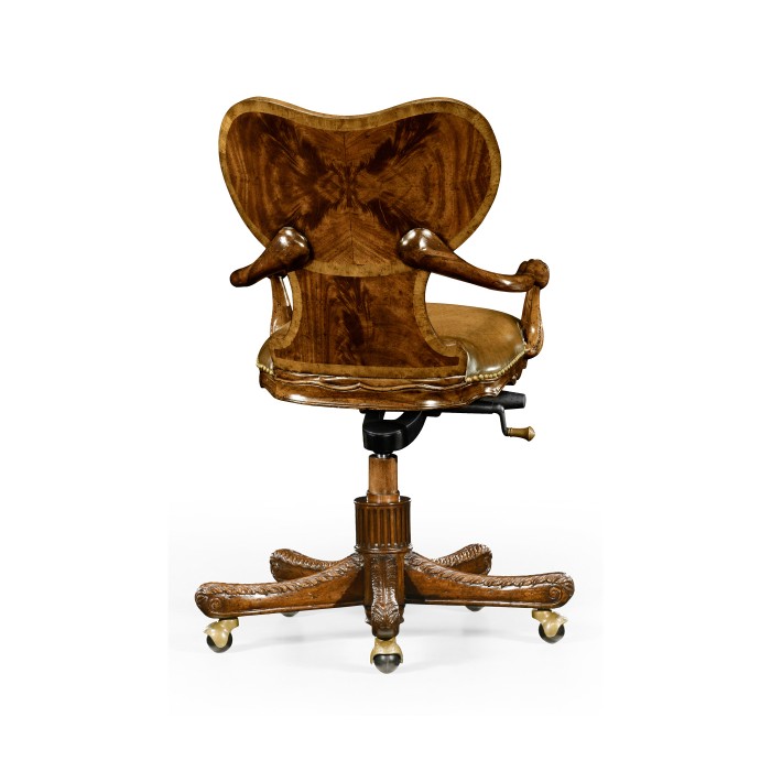 Double Lobed Shaped Mahogany Office Chair