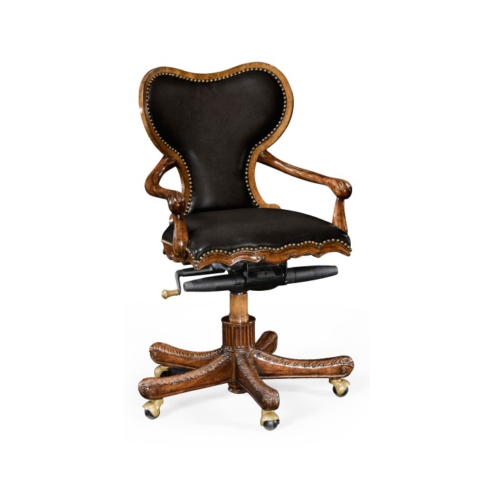 Double Lobed Shaped Mahogany Office Chair