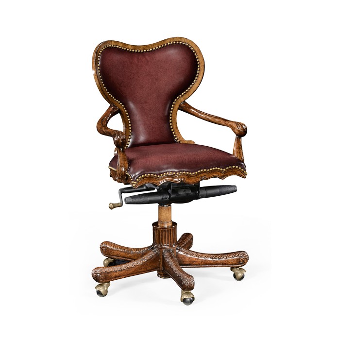 Double Lobed Shaped Mahogany Office Chair