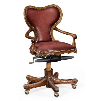 Double Lobed Shaped Mahogany Office Chair