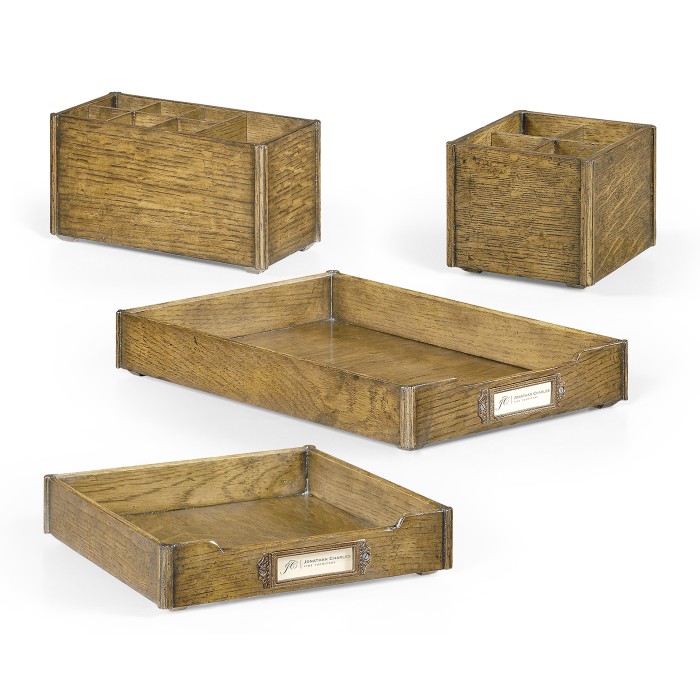 Natural Oak Stationery Organiser Set
