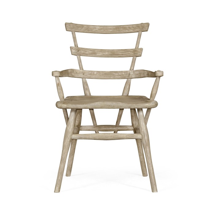 Country Style Grey Oak Arm Chair with Cushion