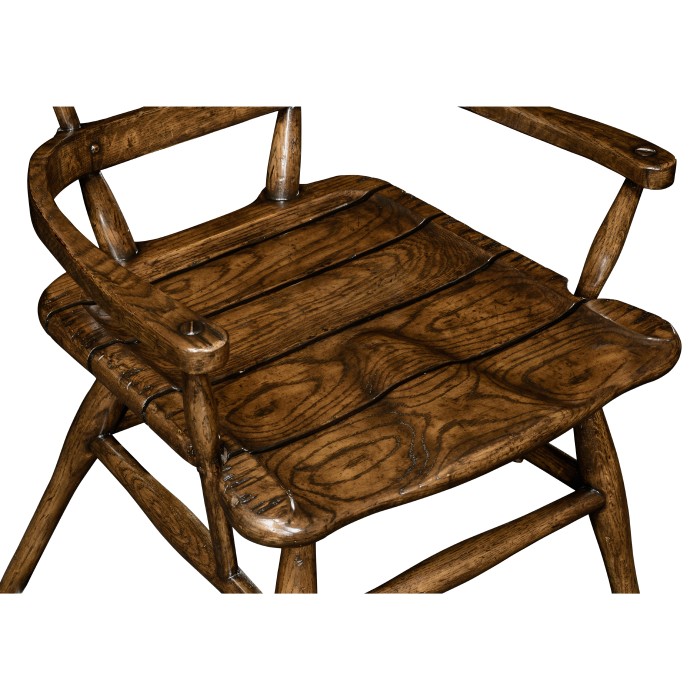 Country Style Dark Oak Arm Chair with Cushion