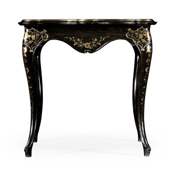 Black & gilded floral side table églomisé top