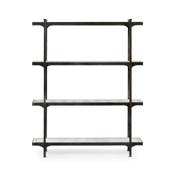 Églomisé & Bronze Iron Four Tier-Étagère