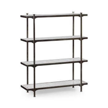 Églomisé & Bronze Iron Four Tier-Étagère