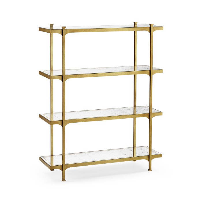 Églomisé & Gilded Iron Four-Tier Étagère
