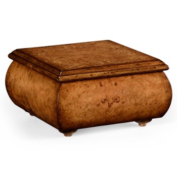 Burl Walnut Square Inlaid Lidded Box