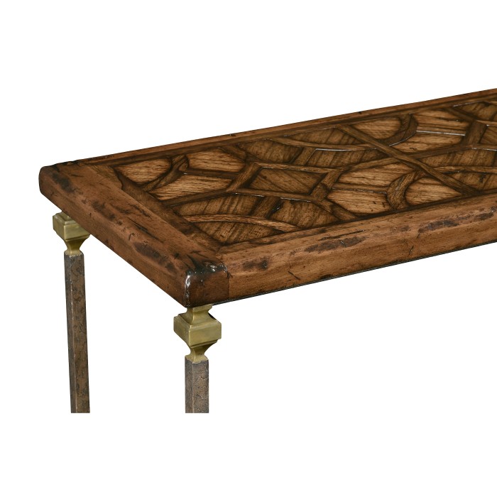 Argentinian Walnut Parquetry & Iron Console