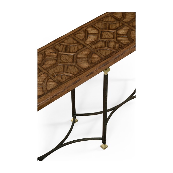 Argentinian Walnut Parquetry & Iron Console