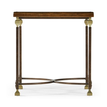 Argentinian Walnut Parquetry & Iron Side Table