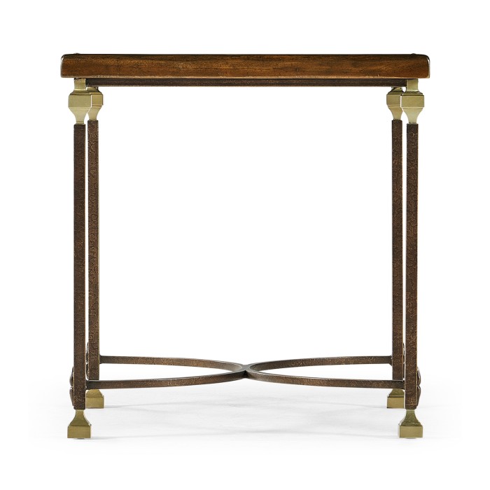 Argentinian Walnut Parquetry & Iron Side Table