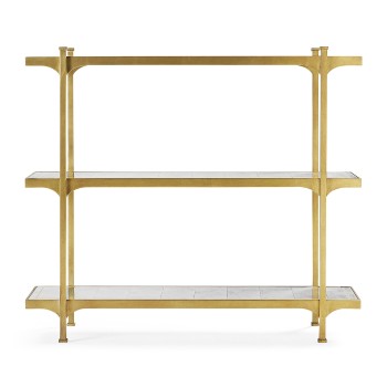 Églomisé & Gilded Iron Three-Tier Étagère