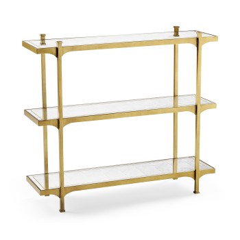 Églomisé & Gilded Iron Three-Tier Étagère