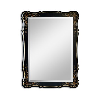 Black & gilded floral rectangular mirror