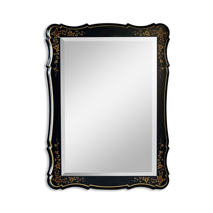 Black & gilded floral rectangular mirror