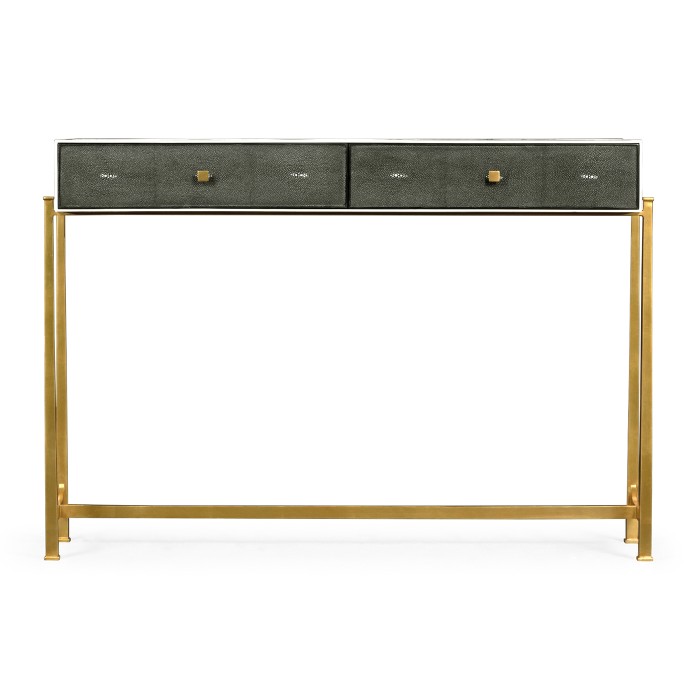 Anthracite Faux Shagreen & Gilded Console 