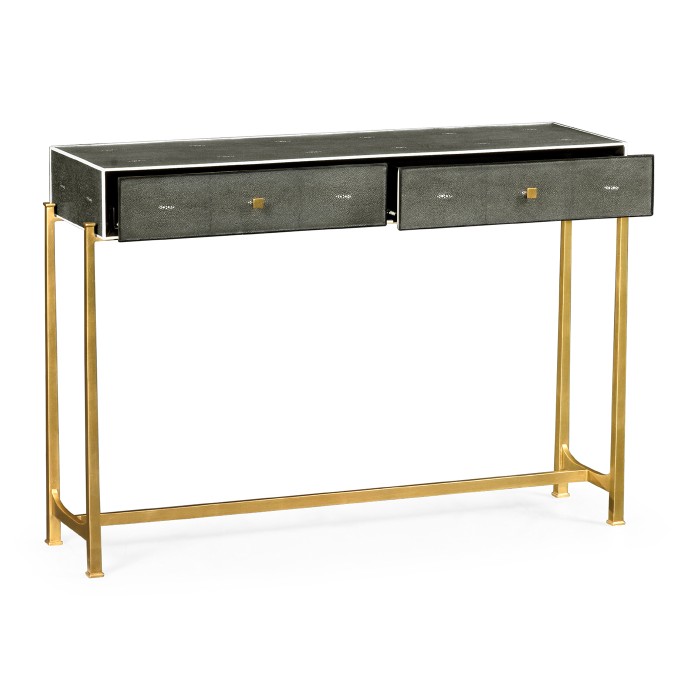 Anthracite Faux Shagreen & Gilded Console 