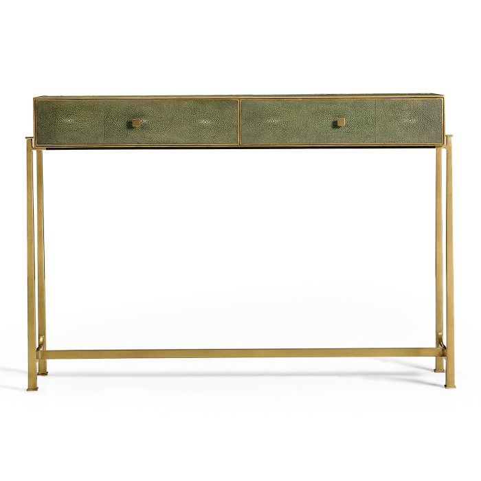 Green Faux Shagreen & Gilded Console 