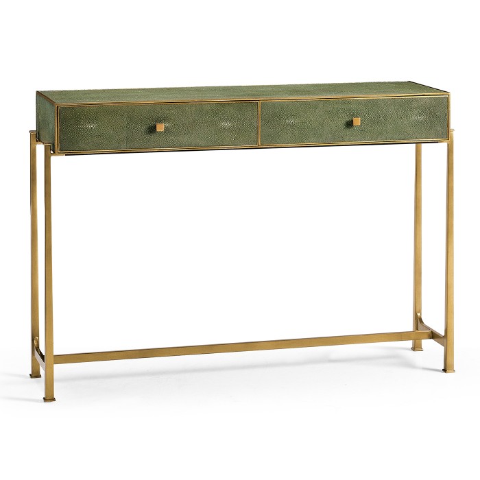 Green Faux Shagreen & Gilded Console 