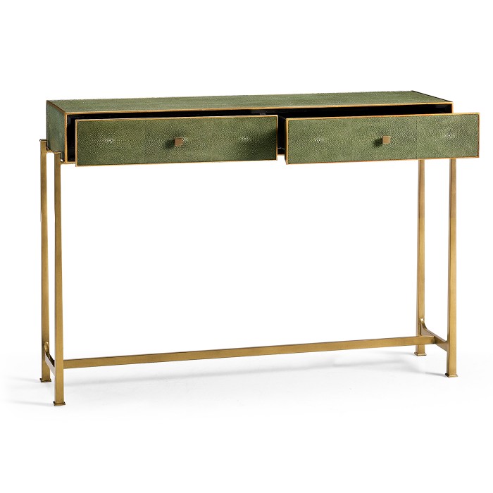 Green Faux Shagreen & Gilded Console 