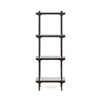 Églomisé & Bronze Iron Narrow Four-Tier Étagère