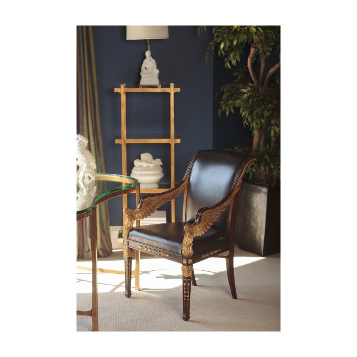Églomisé & Gilded Iron Narrow Four-Tier Étagère