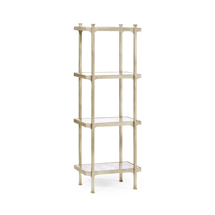 Églomisé & Silver Iron Narrow Four-Tier Étagère