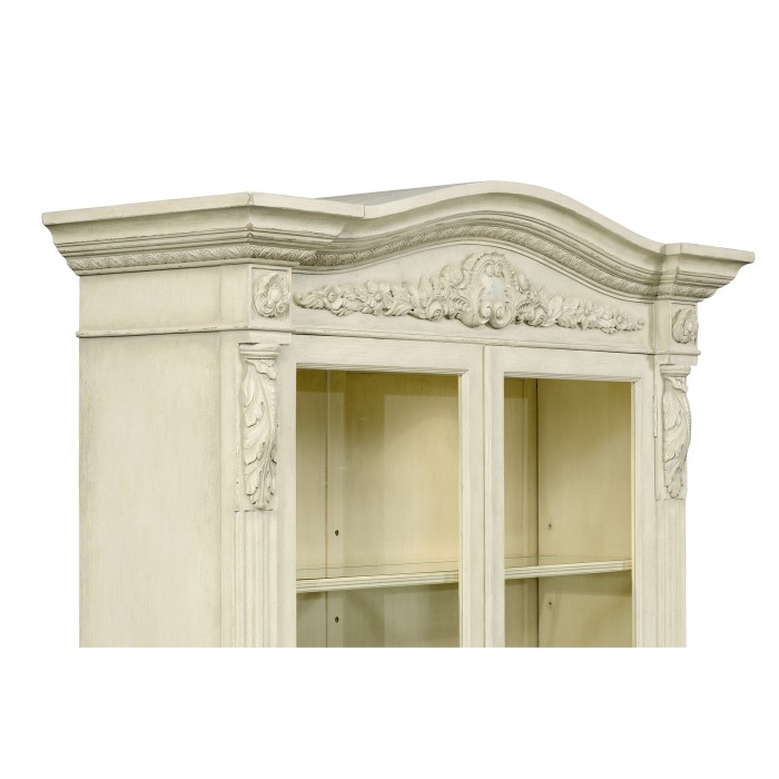 French Provincial Dusty White Glazed China Cabinet