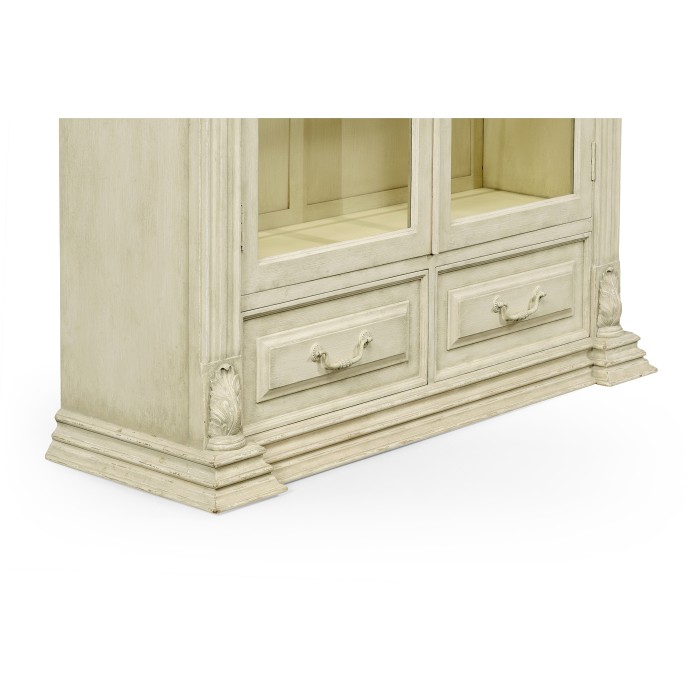 French Provincial Dusty White Glazed China Cabinet