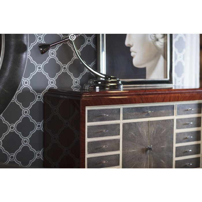 Art Deco High Lustre Secretaire with Brass
