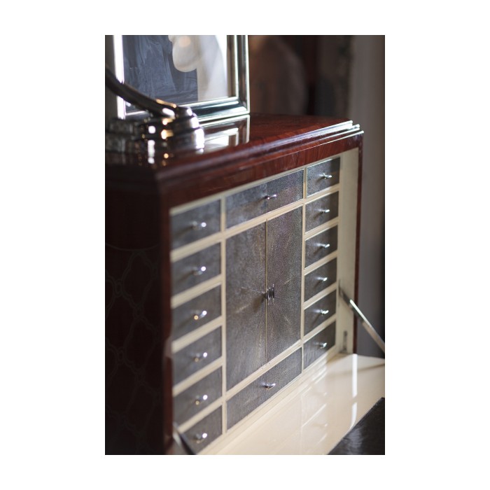 Art Deco High Lustre Secretaire with Brass