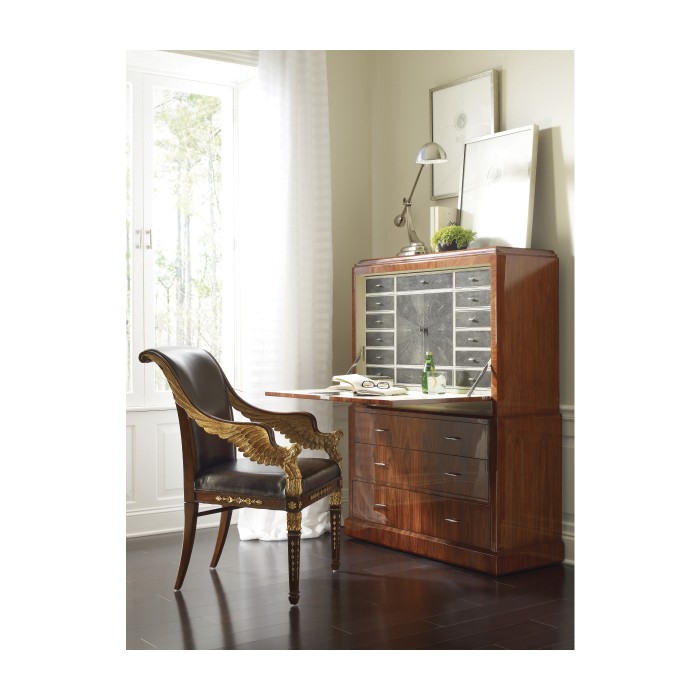 Art Deco Satin Secretaire with Brass