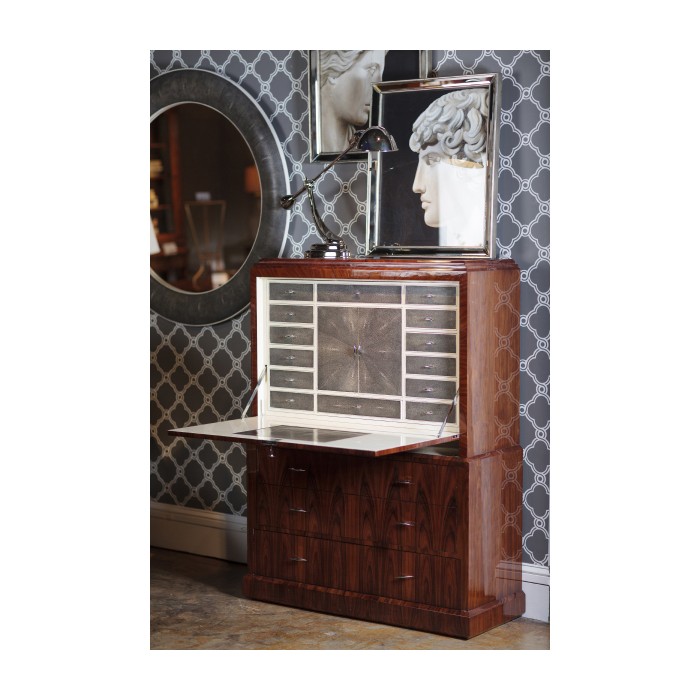 Art Deco Satin Secretaire with Brass