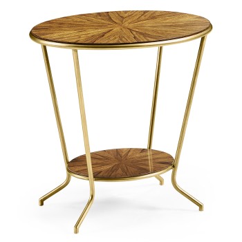Argentinian walnut veneered oval side table