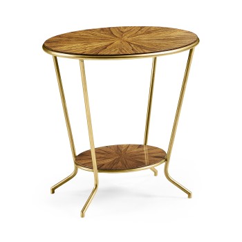 Argentinian walnut veneered oval side table